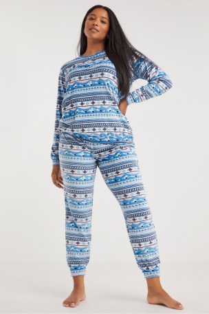 Buy Simply Be Blue Fairisle Pattern Pretty Secrets Pyjamas from