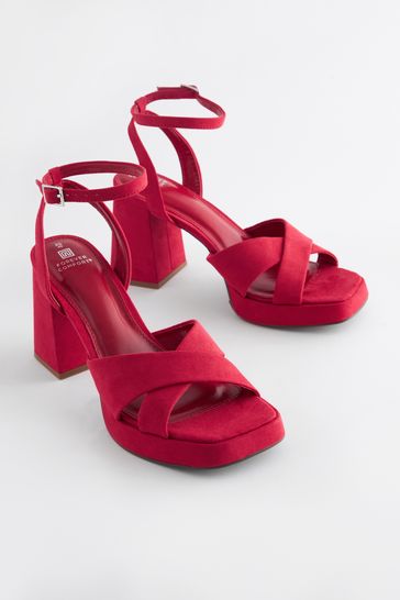 Red platform sandals uk online