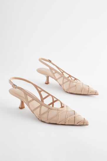 Buy Forever Comfort Mesh Panel Point Toe Slingback Heels from the Laura Ashley online shop