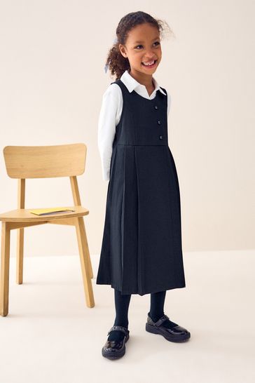 Buy Asymmetric Button Front Long Pinafore School Dress 3 14yrs from Next