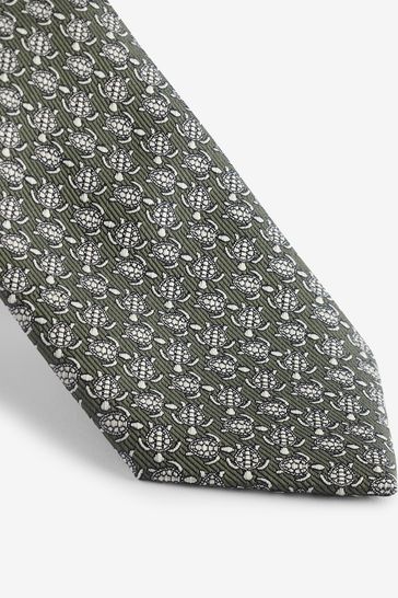 Green Turtle Pattern Tie