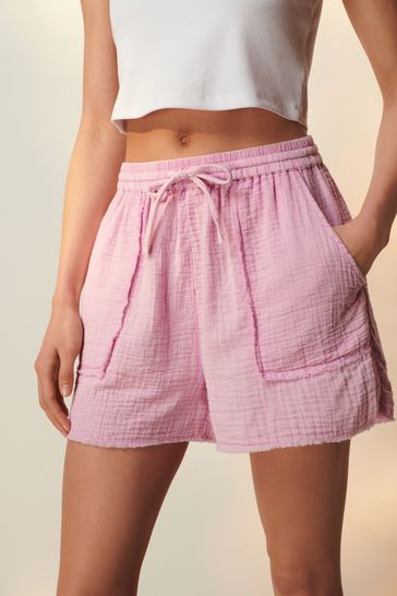 Lilac Purple Textured Pull On Shorts