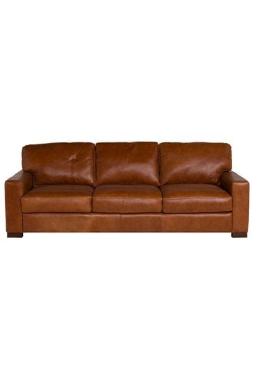 Barker and Stonehouse Rust Brown Lorenza Leather 3 Seater Sofa
