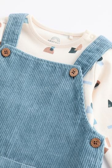 Buy Cord 100% Cotton Baby Dungarees and Bodysuit Set (0mths-2yrs) from Next