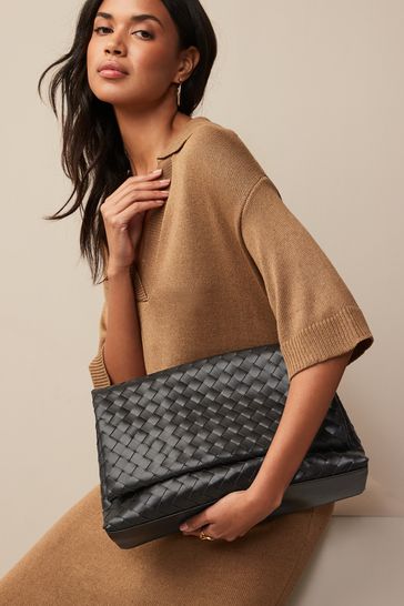 Black Weave Clutch Bag