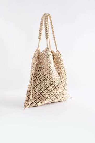 White Macrame Crochet Shoulder 100 Cotton Bag