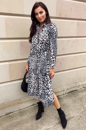 next leopard shirt dress