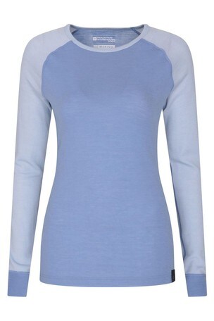 Mountain Warehouse Wms  Merino Womens Long Sleeved Zip Neck Top In Pale Blue 
