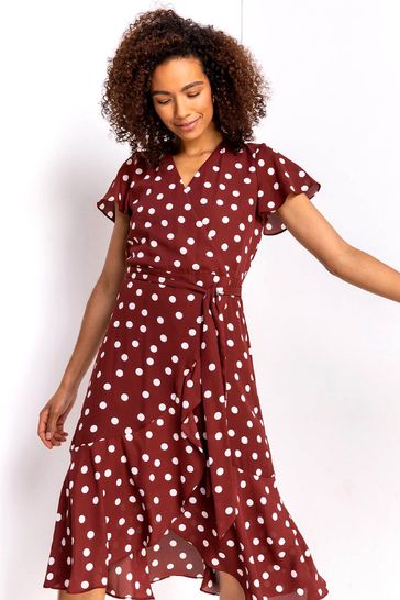 Buy Roman Polka Dot Frilled Wrap Dress from the Next UK online shop