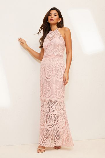 Lipsy Premium Lace Halter Maxi Dress 