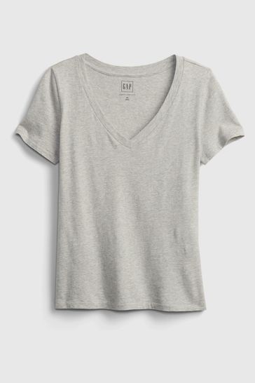 Gap Grey 100% Organic Cotton Vintage V-Neck T-Shirt