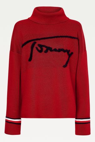 tommy hilfiger red and black sweater