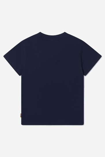 Boys Cotton Dinosaur Print T-Shirt in Navy