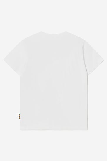 Boys Cotton Zebra Print T-Shirt in White