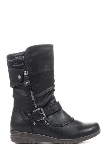 flat black calf boots
