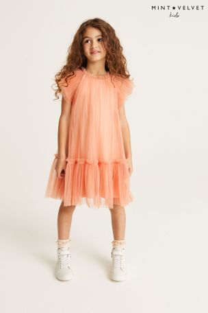 Buy Mint Velvet Pink Pleated Mesh Dress 