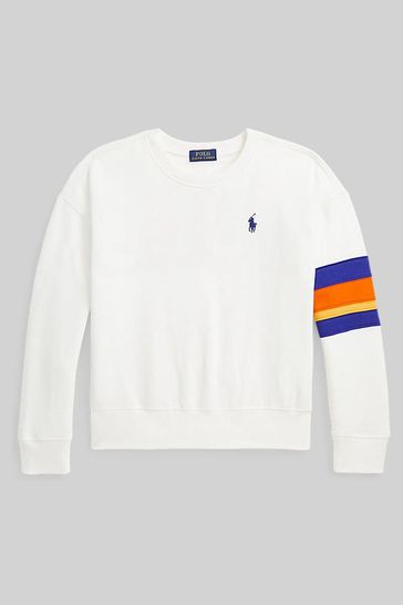 Buy Polo Ralph Lauren White Logo Fleece Sweatshirt from Next Luxembourg