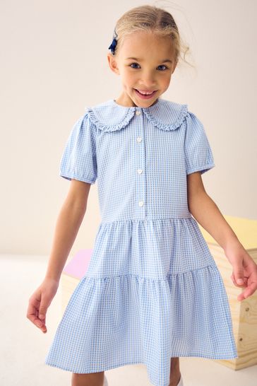 Girls navy top gingham dress