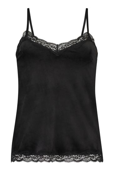 Buy Hunkemöller Black Velour & Lace Cami Pyjama Top from the Next UK ...