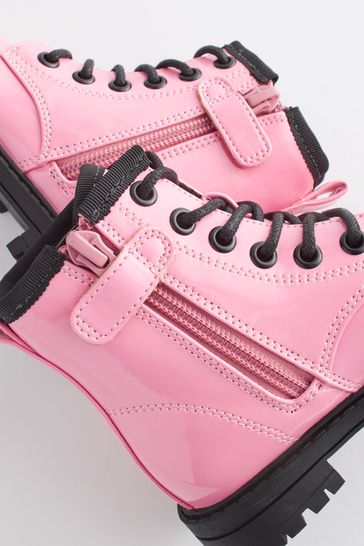 Pink Wide Fit (G) Warm Lined Lace-Up Boots