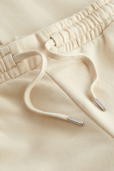 Neutral Soft Cotton Blend Basic Jersey Joggers