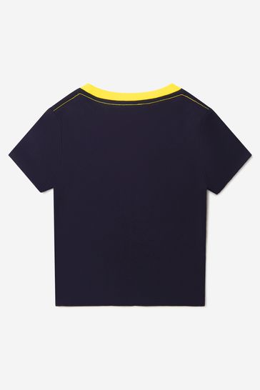 네이비 소재 의 보이스 코튼 마스코트 프린트 티셔츠