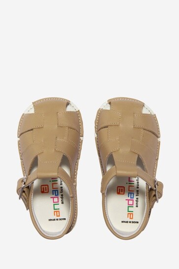 Baby Unisex Leather Sandals in Stone