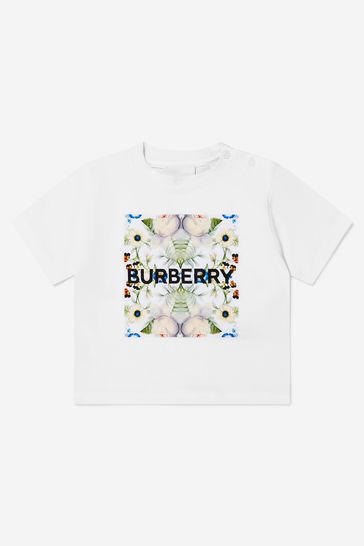 Baby Boys Cotton Logo Print T-Shirt in White