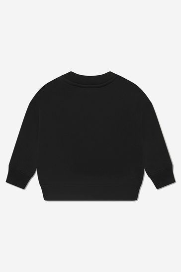 Baby Boys Cotton Logo Print Sweatshirt in Black
