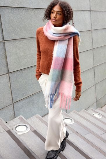 Pink and gray blanket scarf on sale