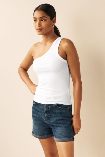Black one shoulder vest hotsell top