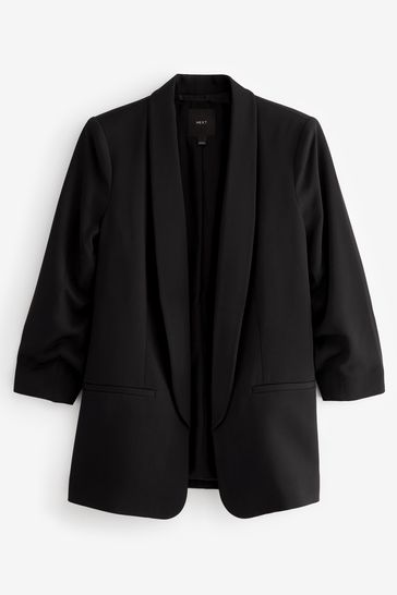 Ruched sleeve black blazer cheap