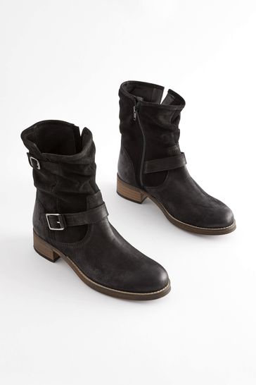 Leather slouch ankle 2025 boots uk