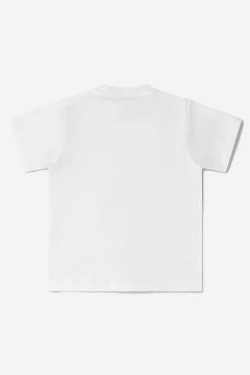 Baby Girls White Cotton Branded T-Shirt