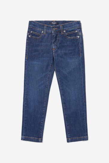 Boys Blue Cotton Denim Branded Jeans