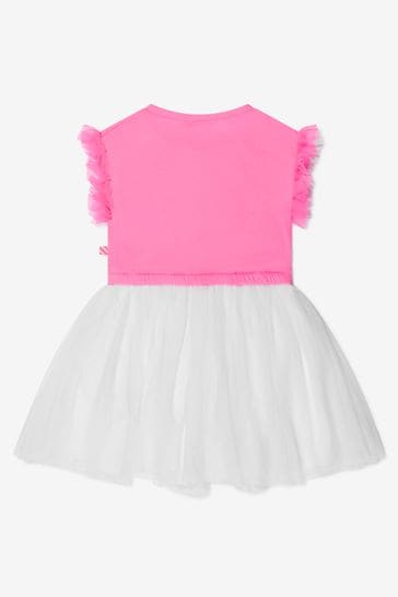 Girls Jersey And Tulle Stars Dress in Pink