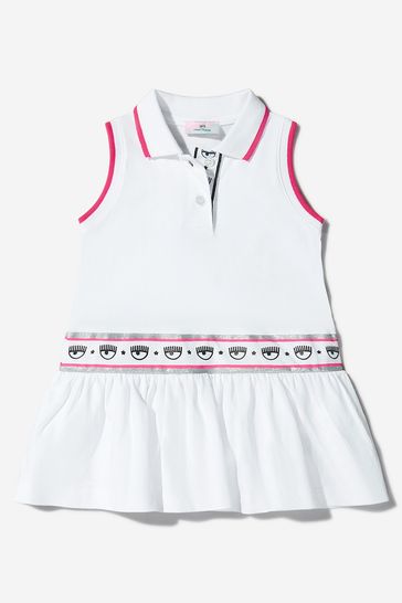Baby Girls Cotton Dress With Knickers in White