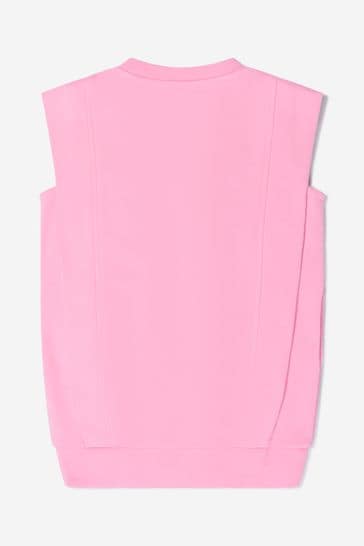 فستان قطن ناعم وردي بشعار للبنات من DKNY