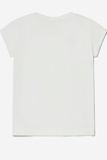 Girls Cotton Jersey Rose Print T-Shirt in Cream
