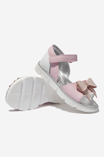 Girls Glitter Bow Sandals in Pink