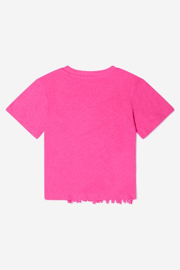 걸스 코튼 데저트 프린트 타셀 티셔츠 인 핑크