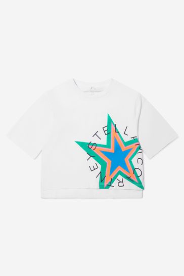 Girls Cotton Jersey Star Print T-Shirt in Multicoloured