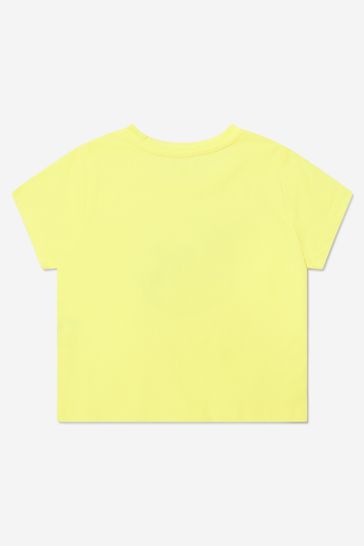옐로우 소재걸스 코튼 져지 스팽글 로고 티셔츠