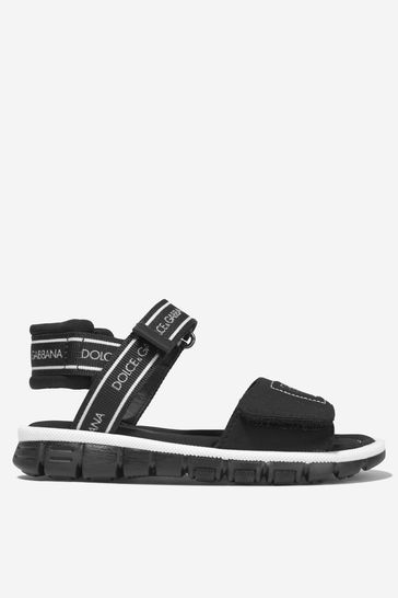 D&G Boys Logo Branded Black Sandals