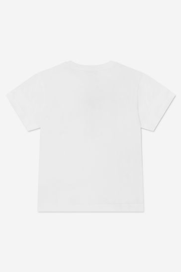 Boys Cotton 58 62 Logo Print T-Shirt in White