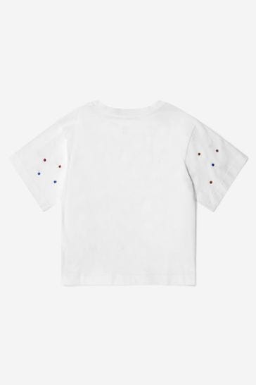 D&G 걸스 코튼 장식 벨리시마 화이트 티셔츠
