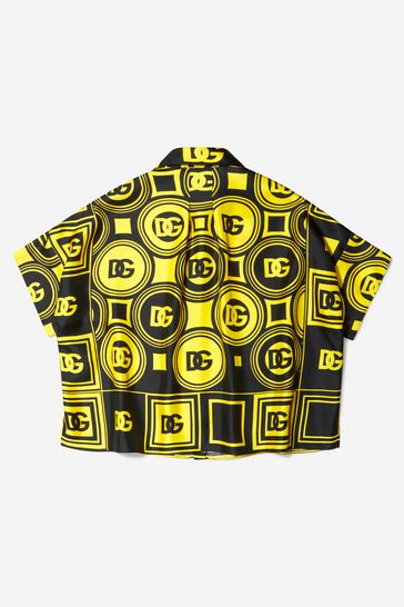 D&G Girls Oversized Logo Yellow Silk Shirt
