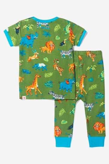 Baby Boys Green Safari Adventure Organic Cotton Pyjamas