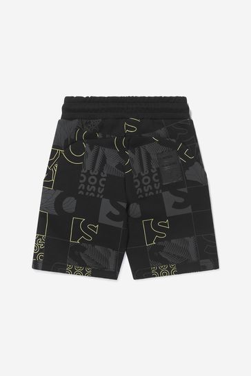 Boss x Anthony Joshua Boys Branded Bermuda Shorts in Black
