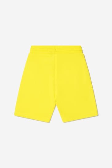 Boys Cotton French Terry Branded Shorts in Yellow